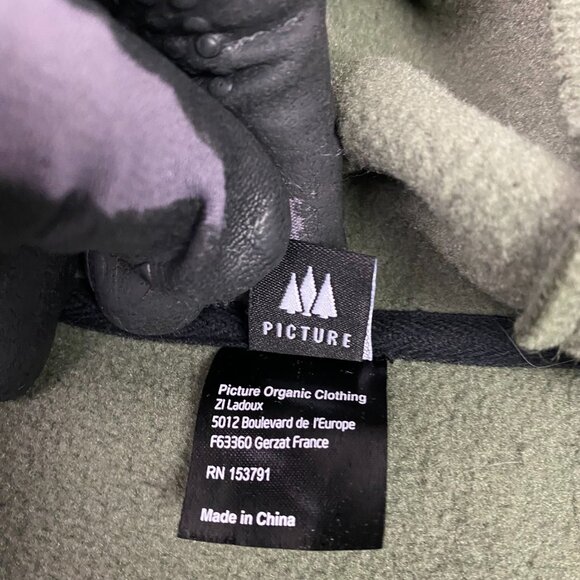 Picture Organic Clothing Fleece Jacket Men's Medium Green Polartec Full Zip - Picture 8 of 15